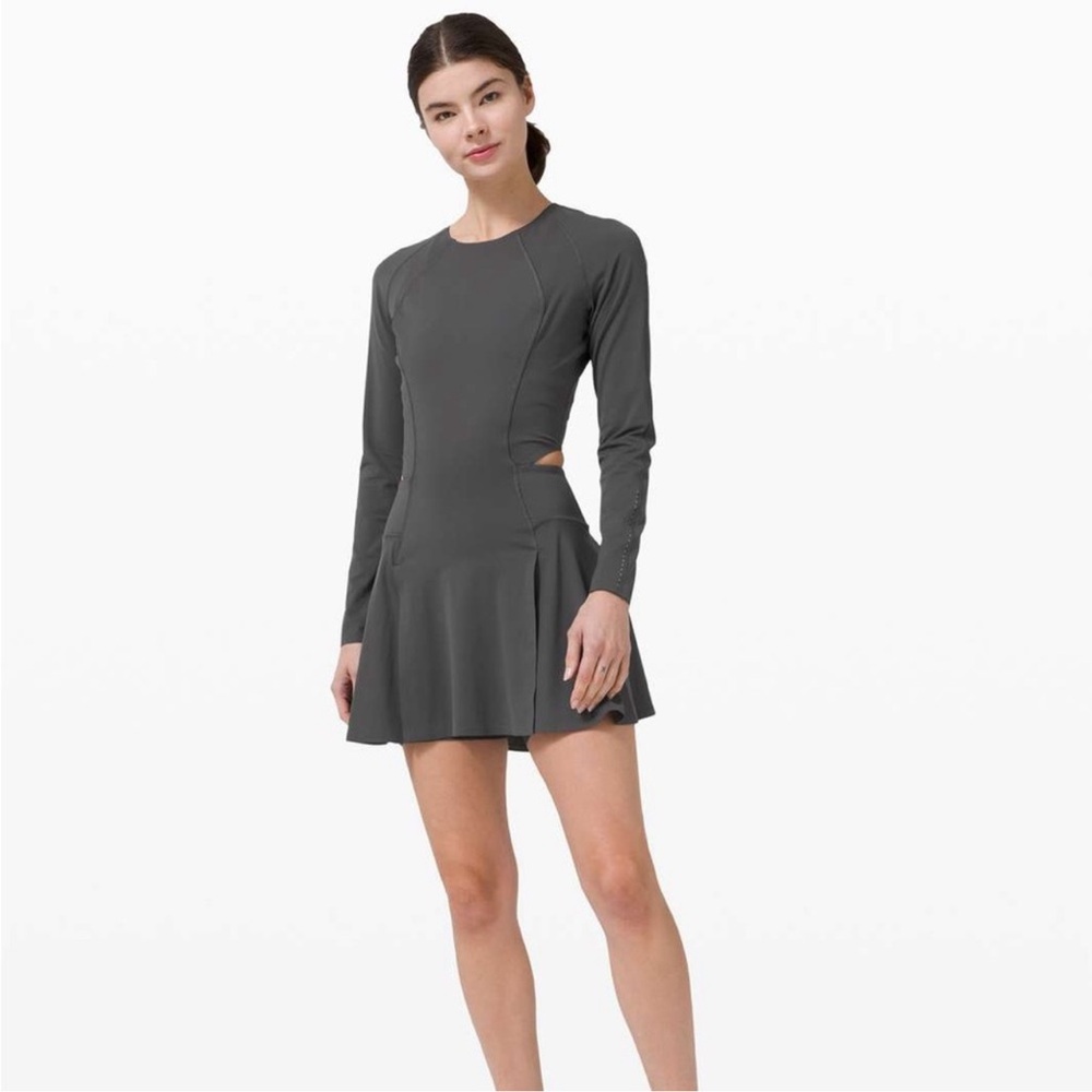 lululemon athletica Long-Sleeve Cutout Skater Dress in Charcoal